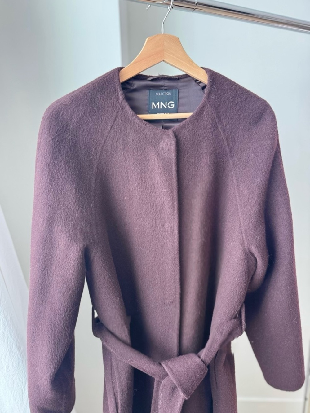 Mango Plum Belted Long Trench Coat - Picture 2 of 6